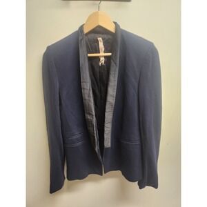 Bailey 44 Womens Navy Blue Shawl Lapel Knit Blazer Jacket Career Office